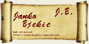 Janko Bjekić vizit kartica